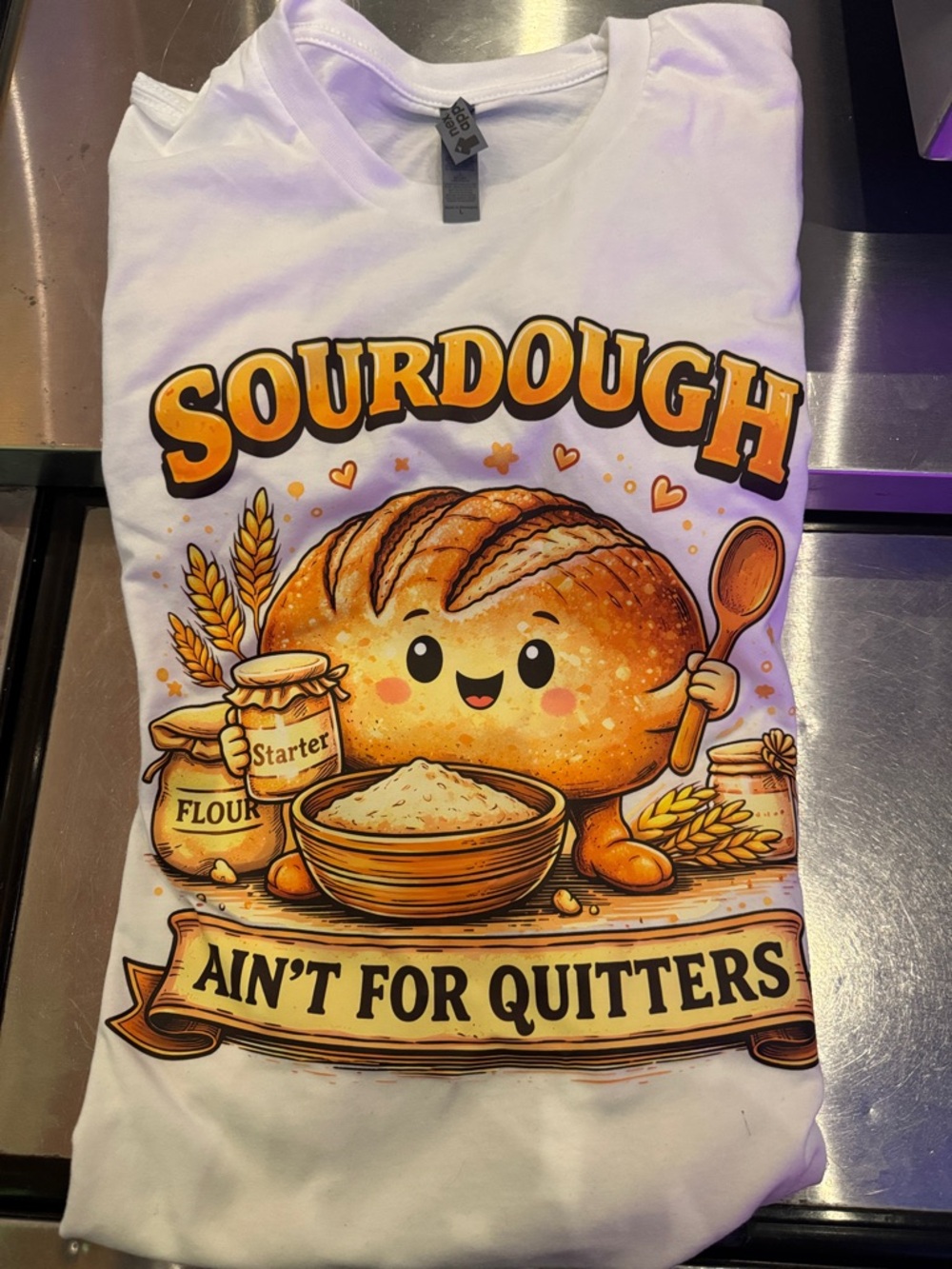 Next Level Apparel White "Sourdough Ain't For Quitters" Graphic Tee